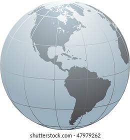 Hand Drawn Vector Globe With South And North America