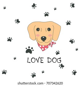 Hand drawn vector Golden Retriever dog cute cartoon design, dog vector illustration.