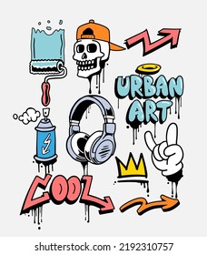 Hand drawn vector graffiti illustrations. Graffiti cartoons, doodles. Perfect for apparel prints and stickers.