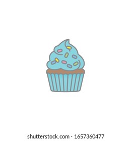 Hand drawn vector graphic illustrations of cup cake.