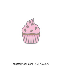 Hand drawn vector graphic illustrations of cup cake.