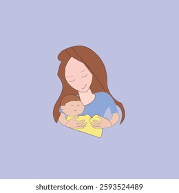 Hand drawn vector graphic illustrations of baby and mama.