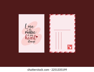 Hand drawn vector graphic Valentines day greeting post cards collection set with  pages, modern calligraphy and trendy illustrations in pink and red colors typography isolated on plain background
