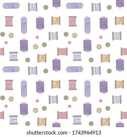 Hand drawn vector graphics. Seamless pattern. Hobby, handmade, handcraft. Sewing.