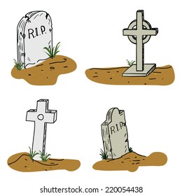 Hand drawn vector gravestone for Halloween