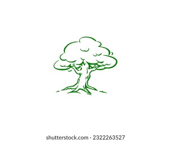 HAND DRAWN VECTOR GREEN TREE