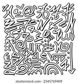 Hand drawn vector groovy punk graffiti