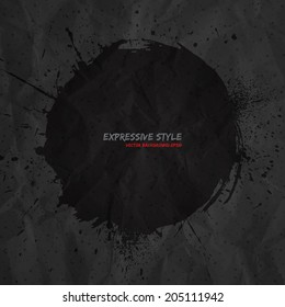 Hand drawn vector grunge dark background. Business vector background. Abstract vector art. Expressive style vector. Handmade vector background. Old textured creased paper vector. Black vector shape