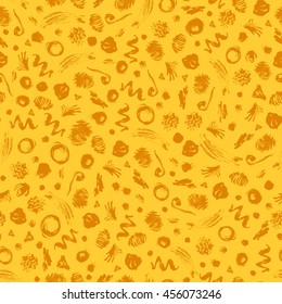 Hand drawn vector grunge ink circle modern pattern. Seamless background.