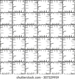 Hand drawn vector grunge seamless pattern. Abstract black and white geometric texture background.