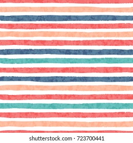 Hand drawn vector grunge stripes of red, blue, green and orange colors seamless pattern on the white background. Texture for your design.
