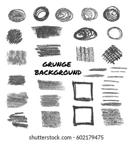 Hand drawn vector grunge strips set. Textured labels, long banners. Burst background, distress texture. Pastels or chalk strokes. Square, horizontal, round shape. Frames. Torn design elements. Crayon