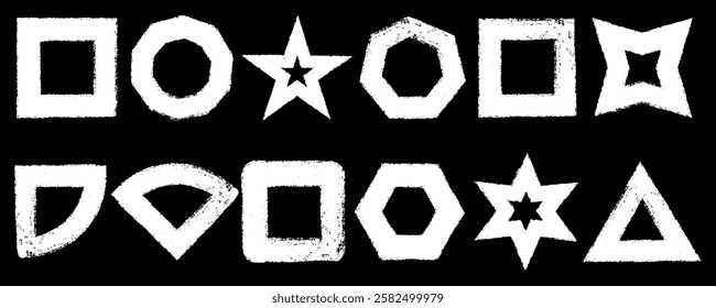 Hand drawn vector with Grunge style geometric figures drawing with brush. Vector illustration with geometric .