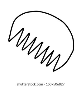 Hand drawn vector hair wooden comb. Zero waste concept. Hairbrush line work isolated icon.