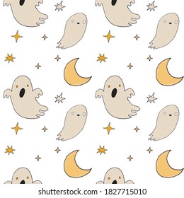 hand drawn vector halloween pattern