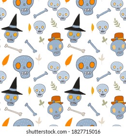 hand drawn vector halloween pattern