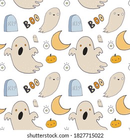 hand drawn vector halloween pattern