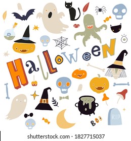 hand drawn vector halloween pattern