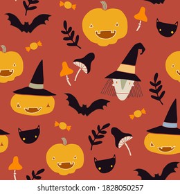 hand drawn vector halloween pattern