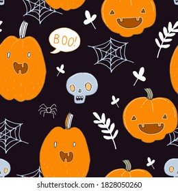 hand drawn vector halloween pattern