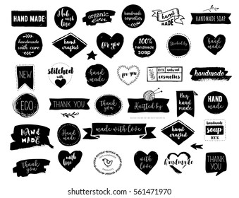 Hand Drawn Vector - Handmade, Craft, Knitting And Art Labels, Tags With Lettering
