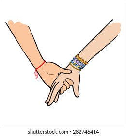 Hand drawn  vector hands holding 