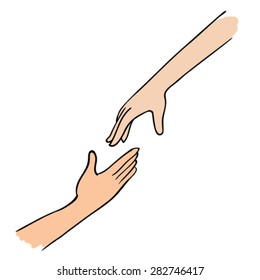 Hand drawn  vector hands holding 