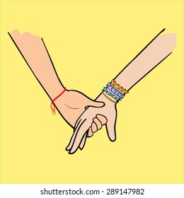 Hand drawn  vector hands holding 