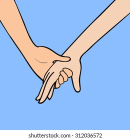 Hand drawn vector hands holding.