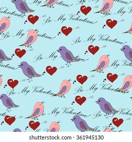 Hand drawn vector Happy Valentine's Day seamless pattern.