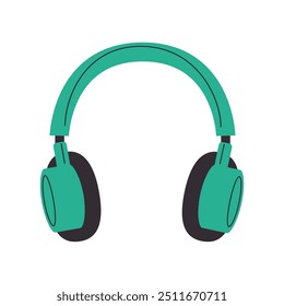 Icono de auriculares de Vector dibujado a mano en estilo moderno, estilo plano y línea. Dispositivo, equipo para escuchar música, podcasts, audiolibros. Auriculares aislados sobre fondo blanco