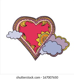 Hand drawn vector heart.  Beautiful and colorful element  for your design