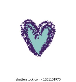 Hand drawn vector heart, chalk texture
