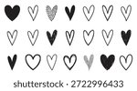 Hand drawn vector heart icons art for Valentine day.