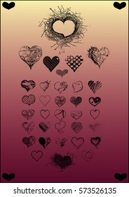 hand drawn vector heart illustrations