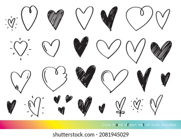 Hand drawn vector heart illustrations,Doodle heart icons set,Love symbol illustration,Hand drawn Hearts
