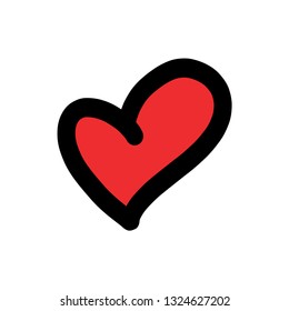 hand drawn vector heart isolated on white background
