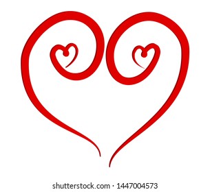 "Hand drawn vector heart on white background.Love emblem.Graphic design in the concept of love.Vector love symbol for Valentine's Day.Vector illustration."