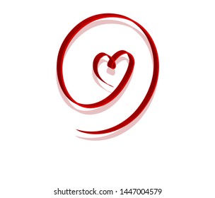 "Hand drawn vector heart on white background.Love emblem.Graphic design in the concept of love.Vector love symbol for Valentine's Day.Vector illustration."