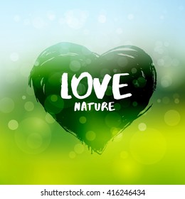 Hand drawn vector heart on the nature background