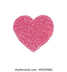 Hand drawn vector heart on white background