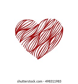 Hand drawn vector heart on white background