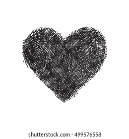 Corazón vector dibujado a mano sobre fondo blanco