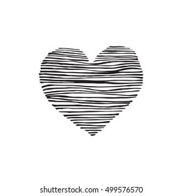 Hand drawn vector heart on white background