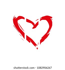 Hand drawn vector heart with paint texture. Valentine's day or wedding design element.