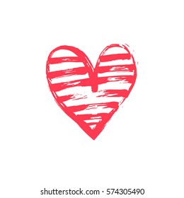 Hand drawn vector heart with paint texture. Valentine's day or wedding design element.
