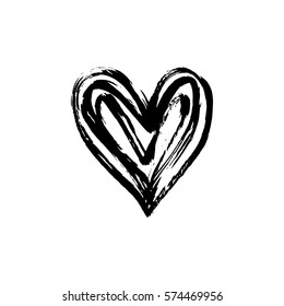 Hand drawn vector heart with paint texture. Valentine's day or wedding design element.