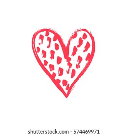 Hand drawn vector heart with paint texture. Valentine's day or wedding design element.