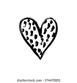 Hand drawn vector heart with paint texture. Valentine's day or wedding design element.