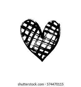 Hand drawn vector heart with paint texture. Valentine's day or wedding design element.